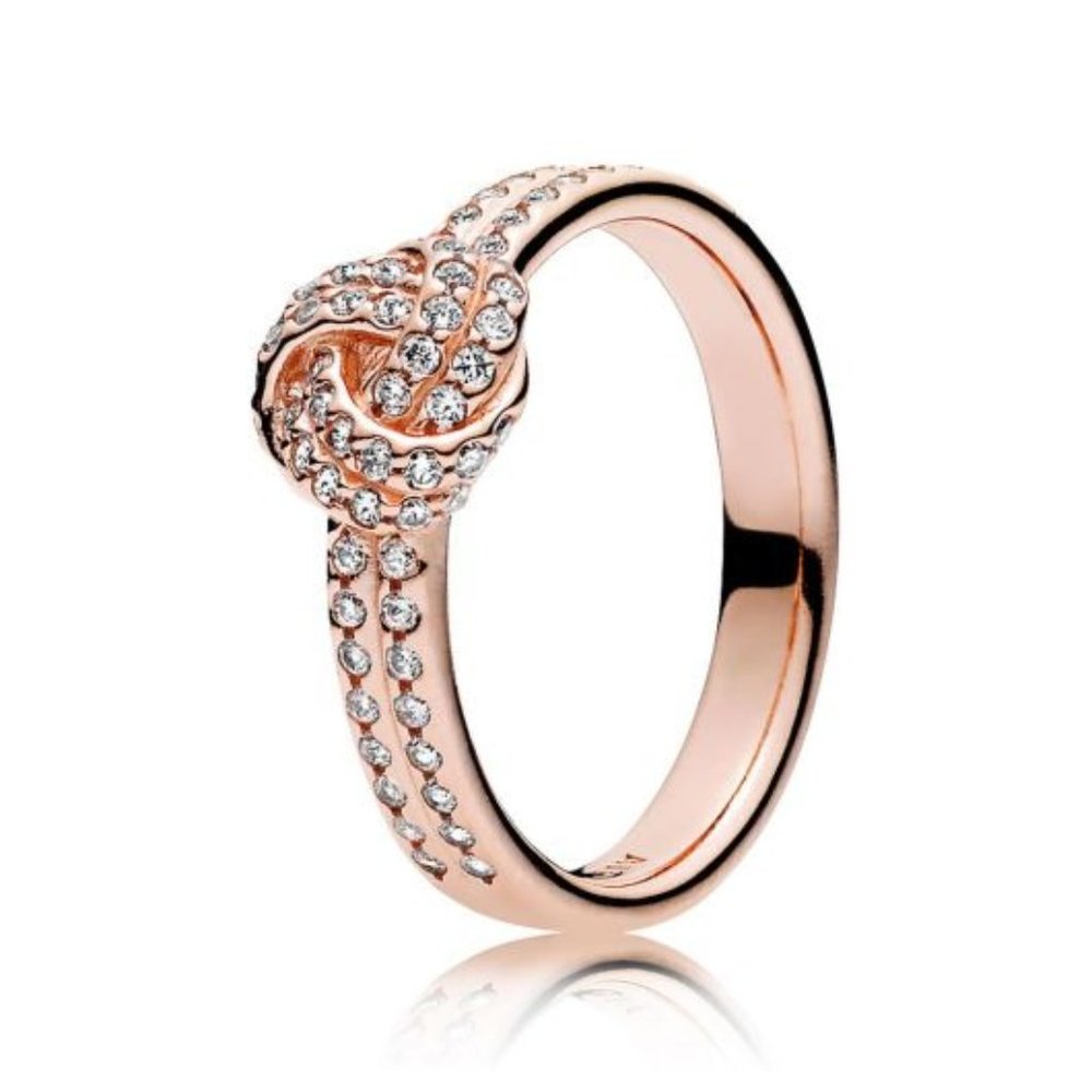 Pandora Gold Rose Sparkling Love Knot Ring